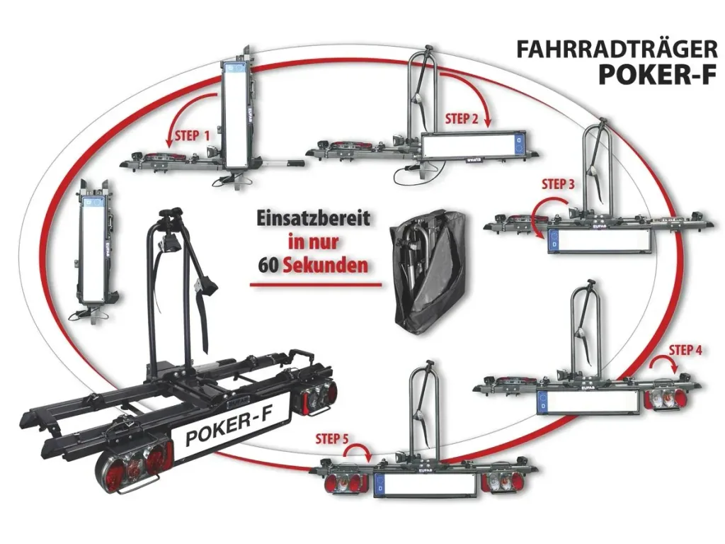 Bicycle carrier for trailer hitch "Poker-F" - foldable