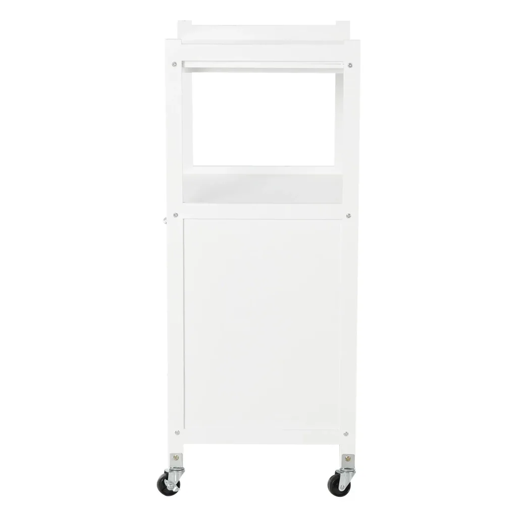 Kitchen trolley with wheels and wine rack white