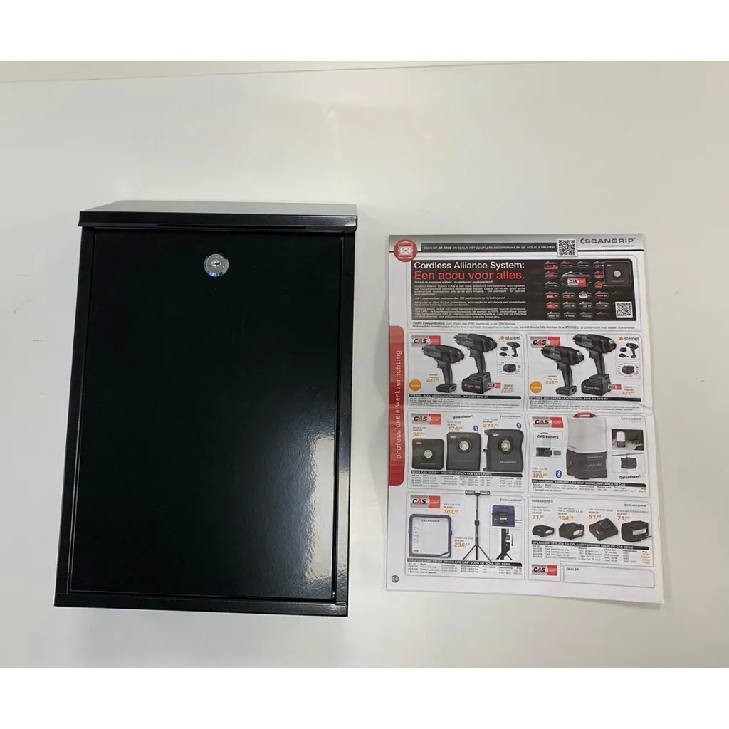 Mailbox with 2 buttons - glossy black - 400x250x100 mm
