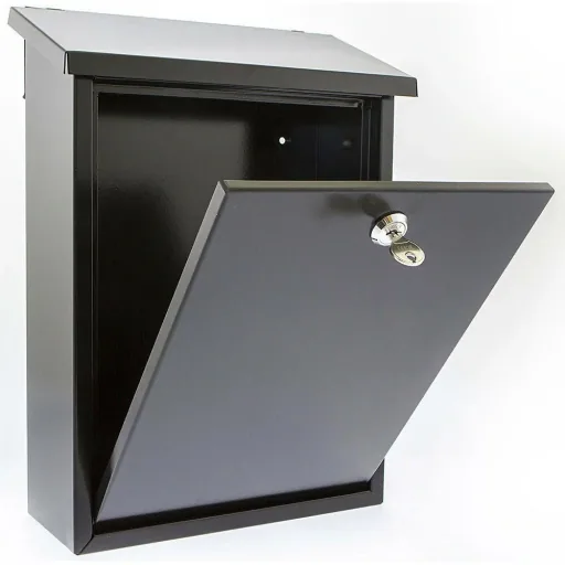 Mailbox with 2 buttons - glossy black - 400x250x100 mm