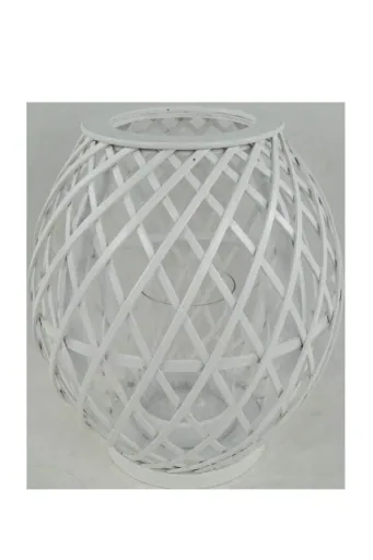 Lantern made of bamboo, round with glass insert