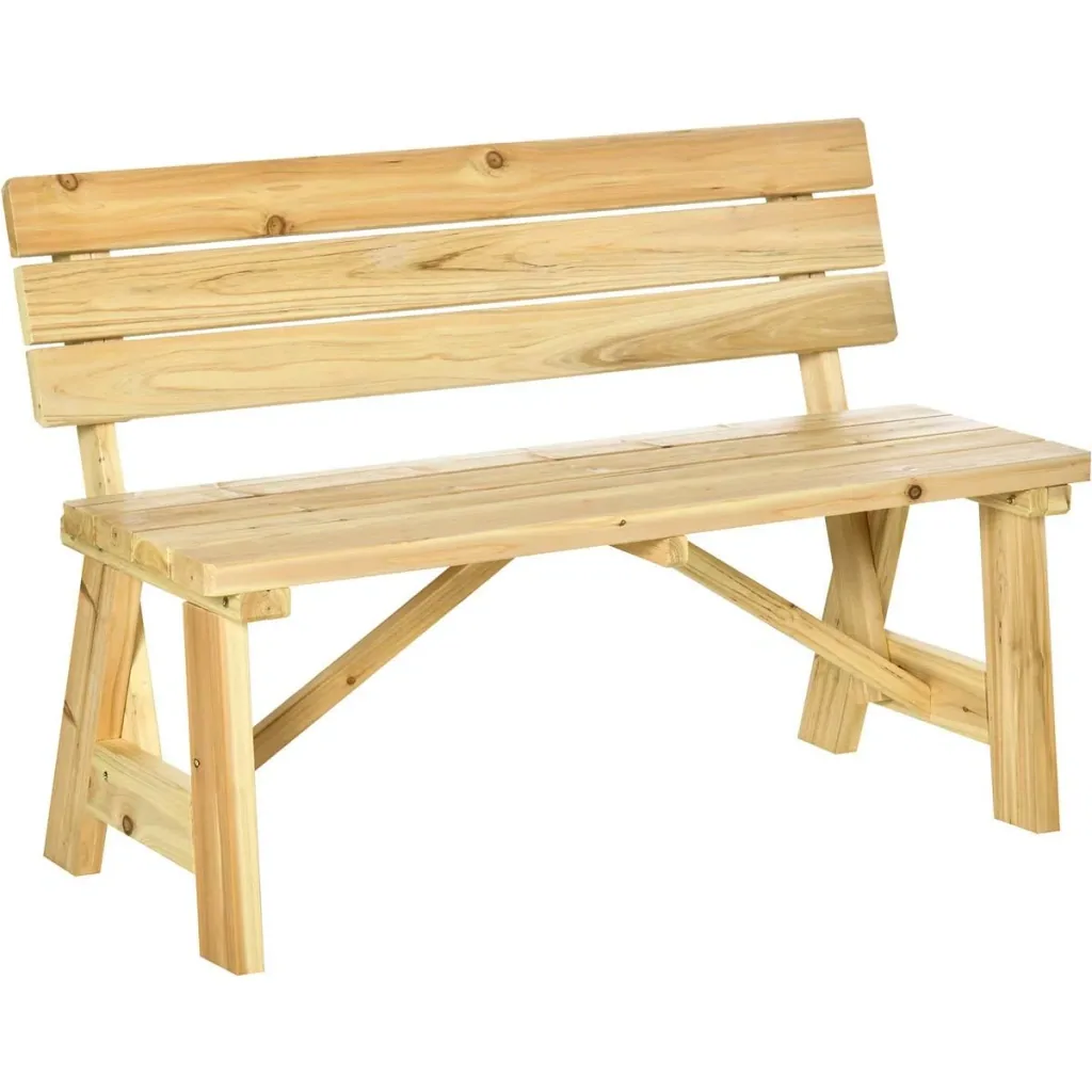 Garden bench 2-seater park bench made of wood bench up to 220 kg bench patio bench with backrest garden furniture solid wood 116