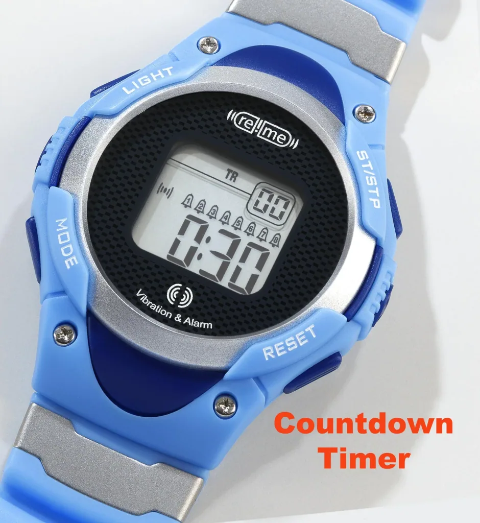 Wristwatch with 8-time alarm, stopwatch and countdown function (short-term alarm clock)