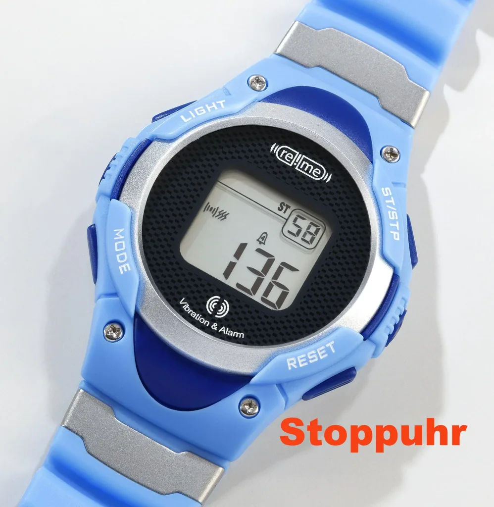 Wristwatch with 8-time alarm, stopwatch and countdown function (short-term alarm clock)