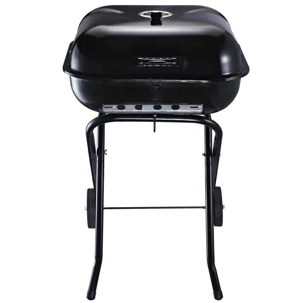Charcoal grill with wheels, grill cart, metal, black