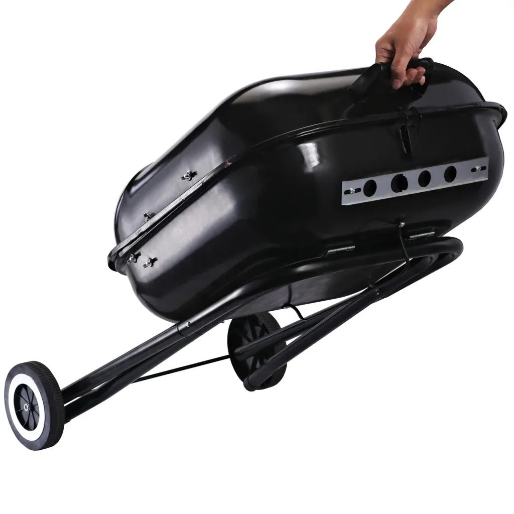 Charcoal grill with wheels, grill cart, metal, black