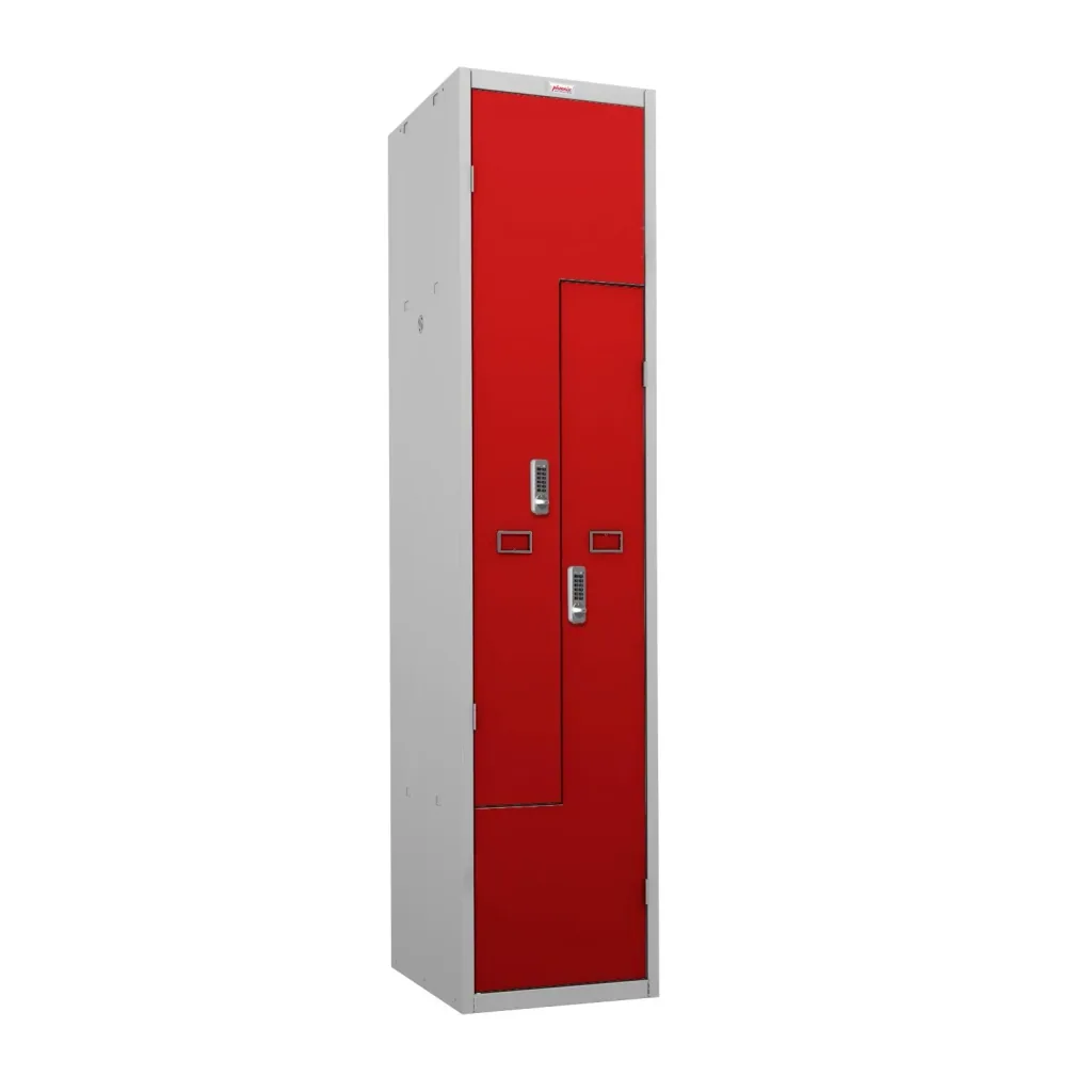 Locker Z PLZ series - 2 doors with combination locks, grey-red
