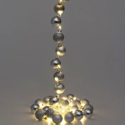 Christmas tree lights / festive lights / Christmas lights - with Christmas balls - 40 LED - 2 m - silver