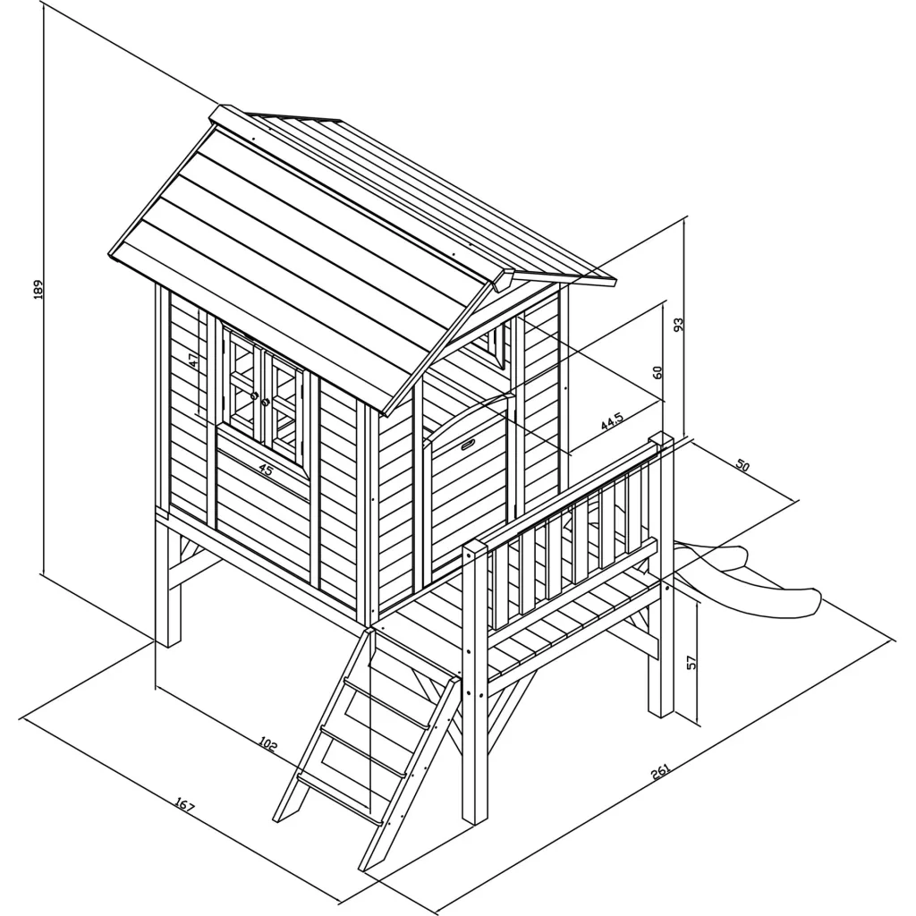 Lodge XL Playhouse Caribbean Blue - White Slide