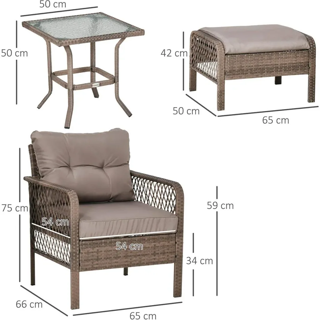 Rattan garden furniture 5-piece set bench with stool table steel