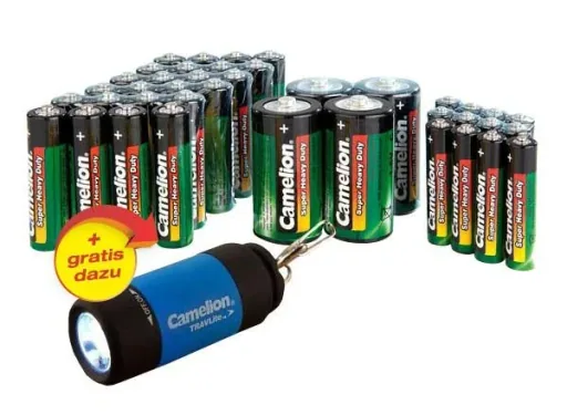 Zinc-carbon battery economy pack 40 pieces with LED flashlight