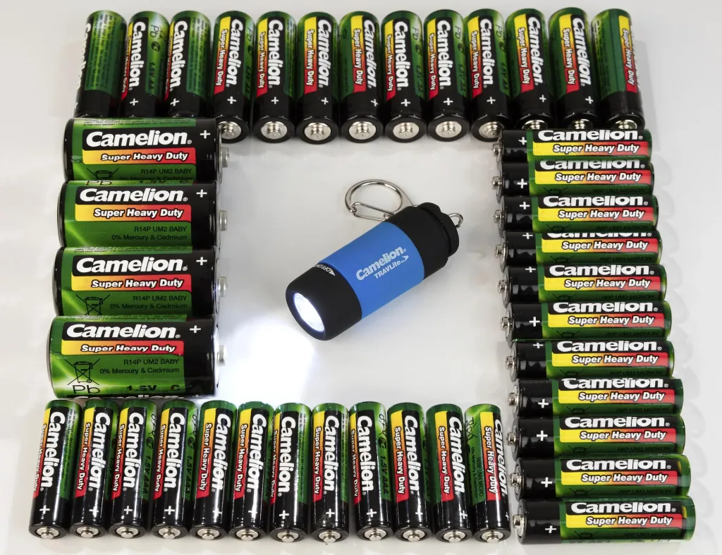 Zinc-carbon battery economy pack 40 pieces with LED flashlight