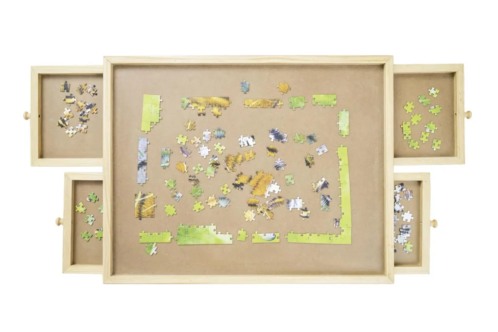 Puzzle table with 4 drawers