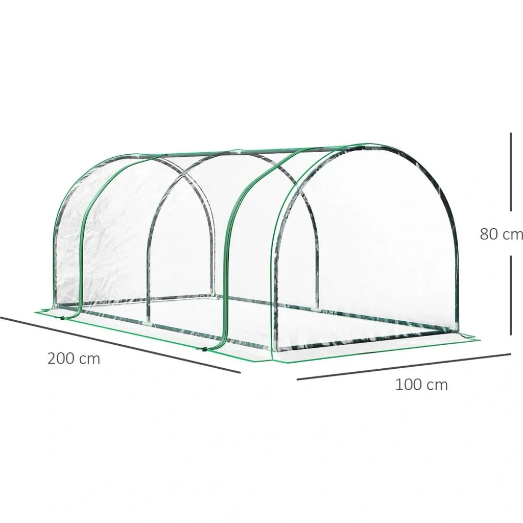Greenhouse, greenhouse with door, cold frame, plant house, plant cultivation, steel PVC, 200 x 100 x 80 cm
