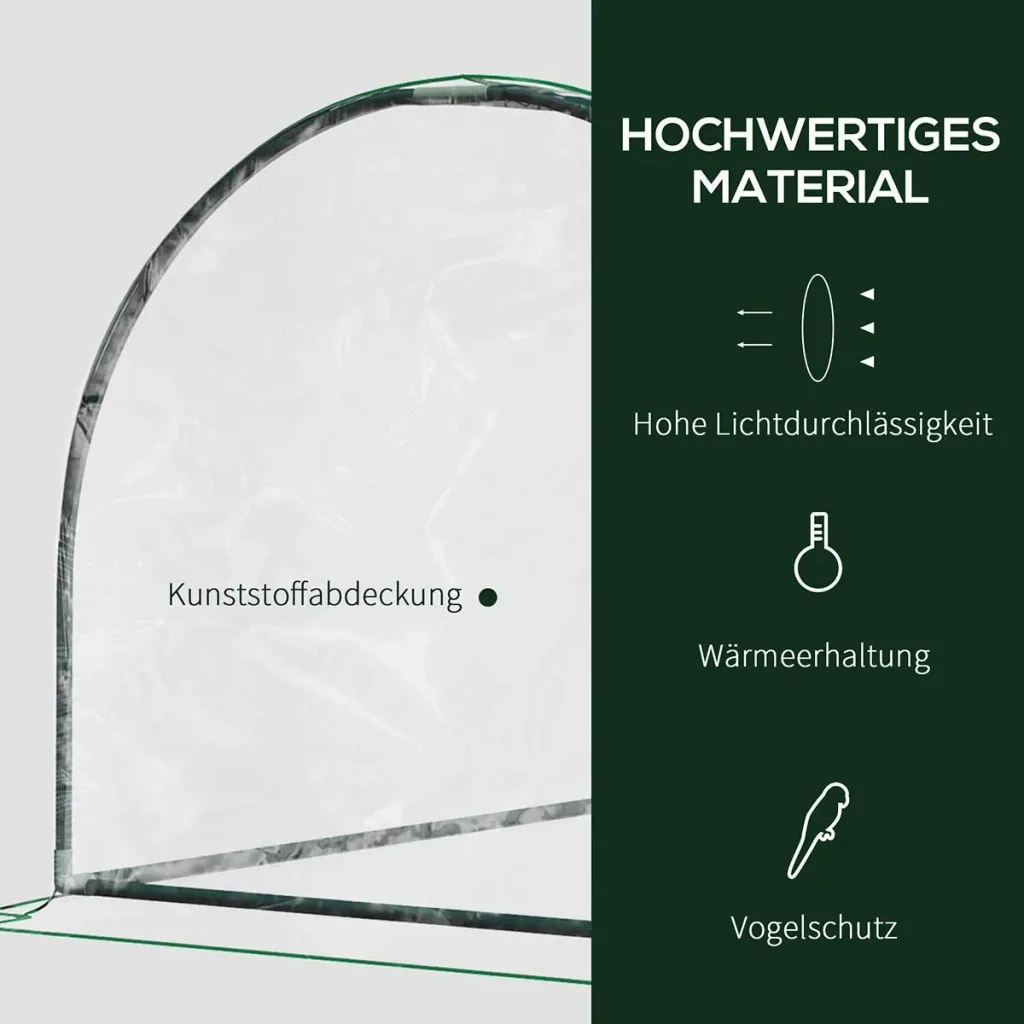 Greenhouse, greenhouse with door, cold frame, plant house, plant cultivation, steel PVC, 200 x 100 x 80 cm
