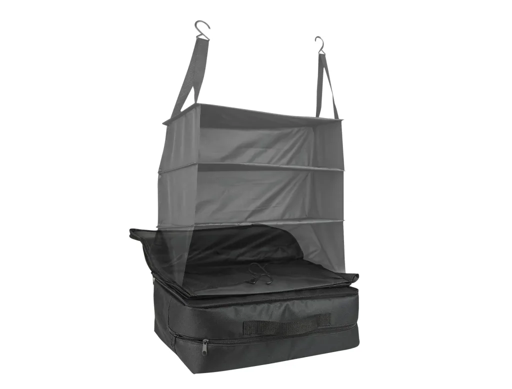 Hanging shelf travel bag, 3 compartments, 41 x 26 x 70 cm