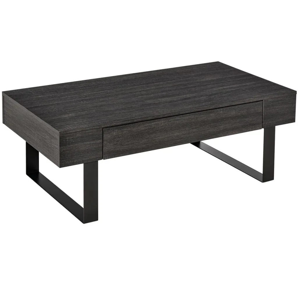 Coffee table, side table, sofa table, TV table, coffee table, living room table with drawer, shelves, sturdy steel frame e