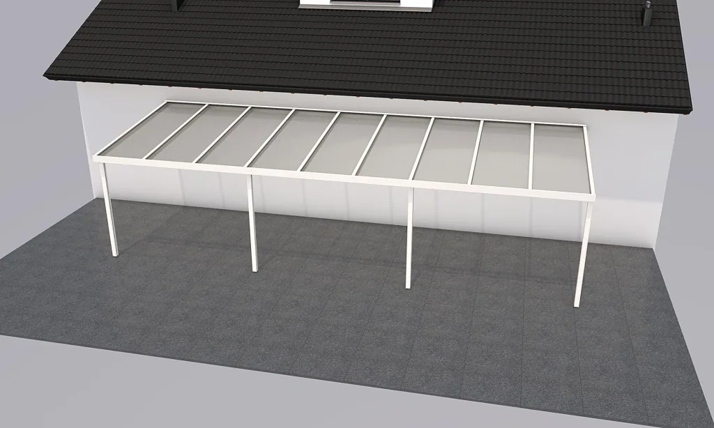 Patio roof Premium, white, 9135 x 3060 mm - Polycarbonate multi-wall sheets 16 mm, white striped