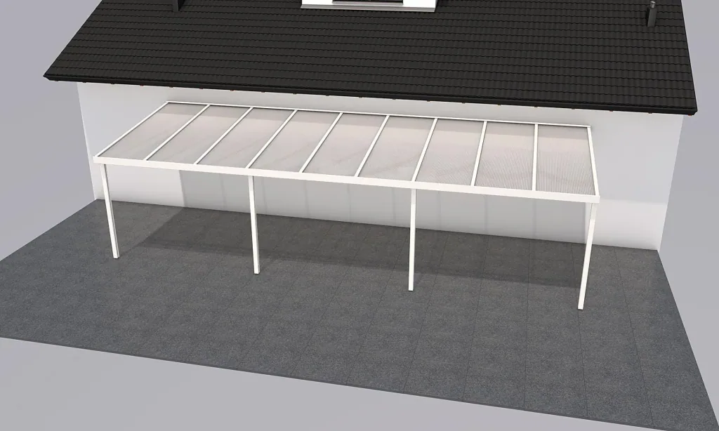 Patio roof Premium, white, 9135 x 3060 mm - Polycarbonate multi-wall sheets 16 mm, white striped
