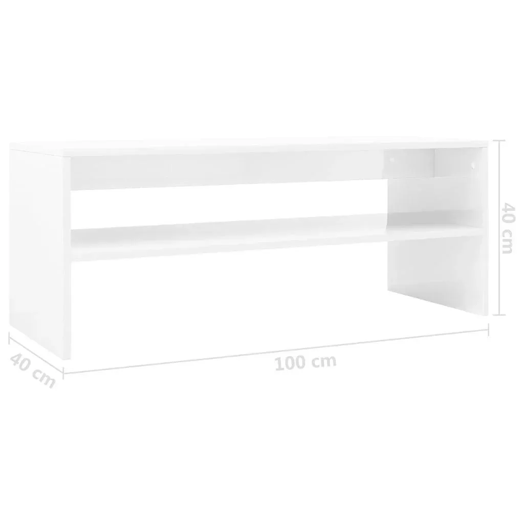 Coffee table 100x40x40 cm high-gloss white chipboard