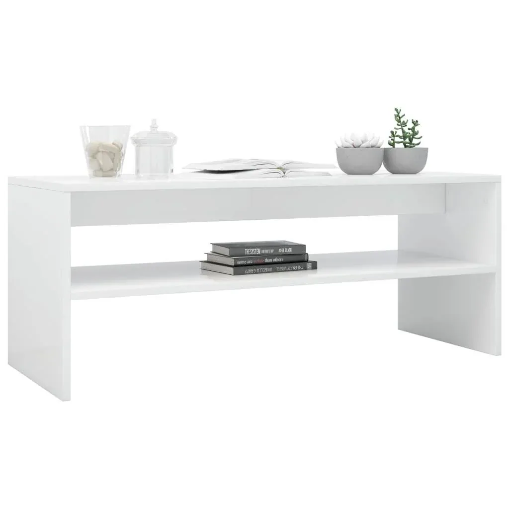 Coffee table 100x40x40 cm high-gloss white chipboard