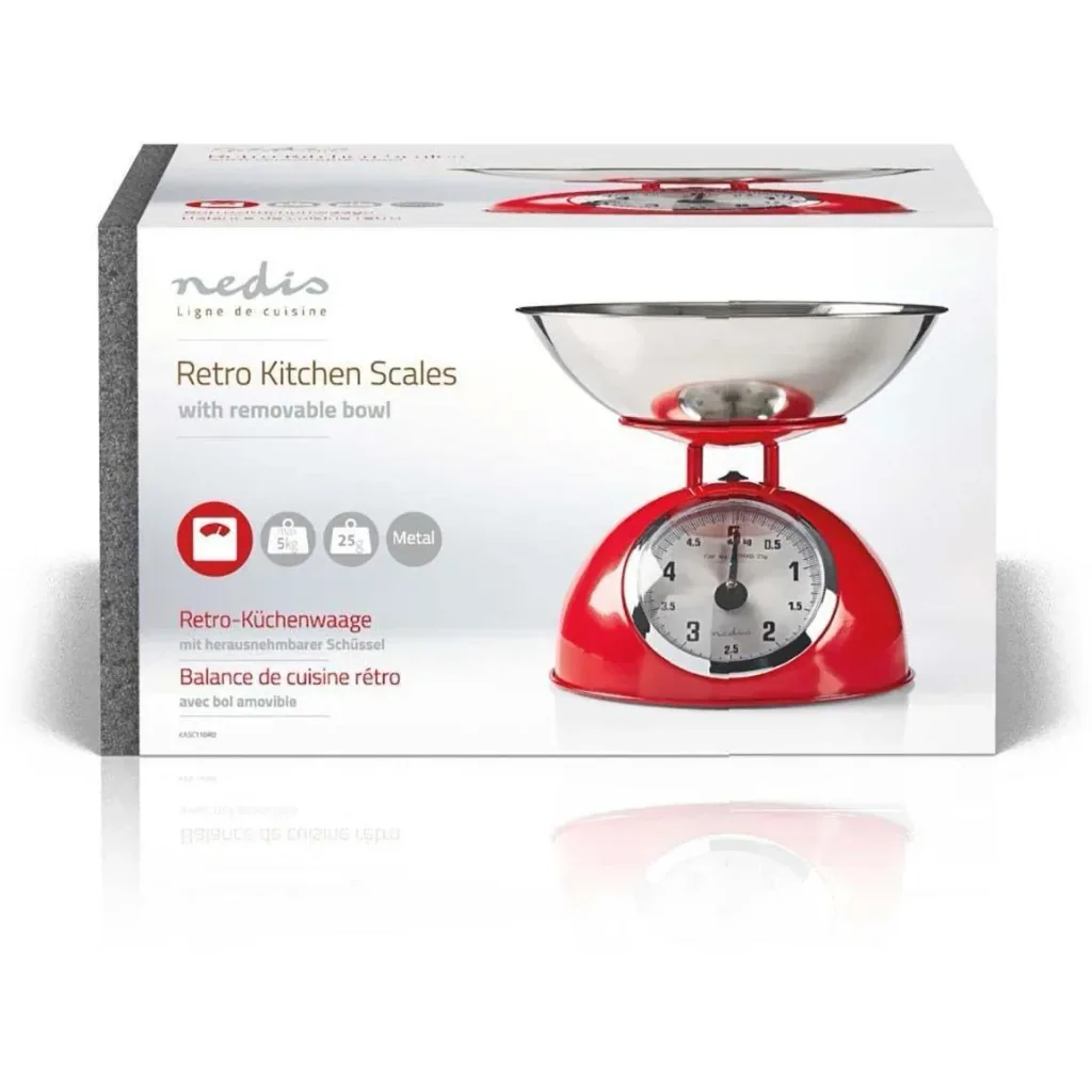 Nedis Retro Kitchen Scale - Analogue - Metal - Red
