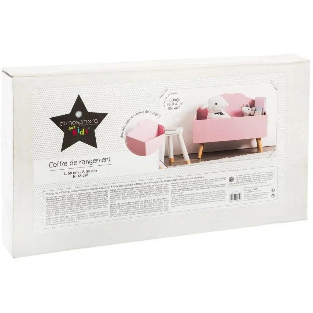 Wooden toy box - Pink - 58x28x45 cm