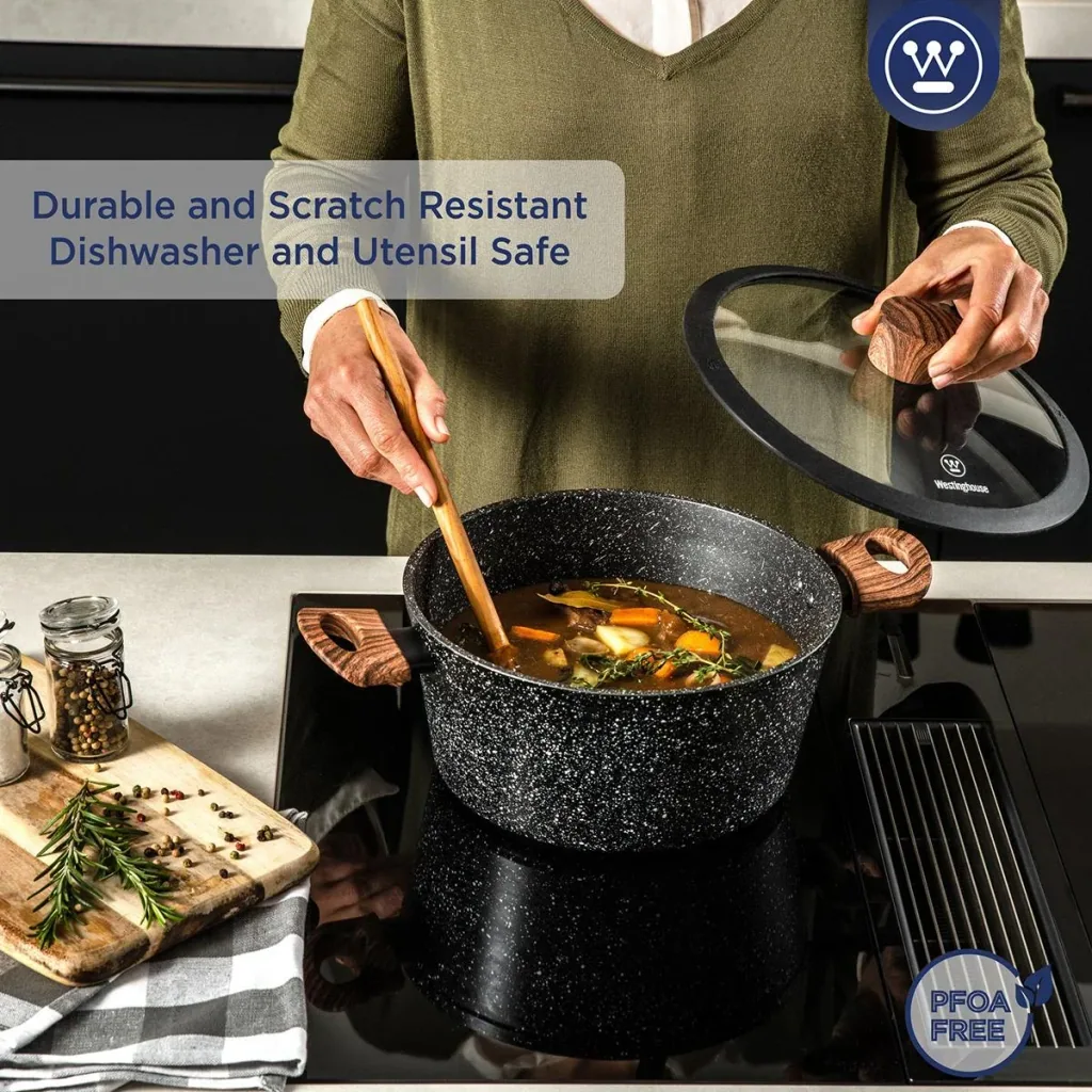 Cooking pot 28 cm black marble wood