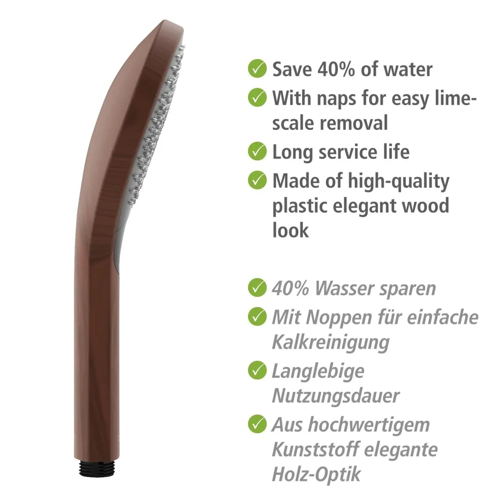 Watersaving shower head Watersaving Wood, Ø 12 cm