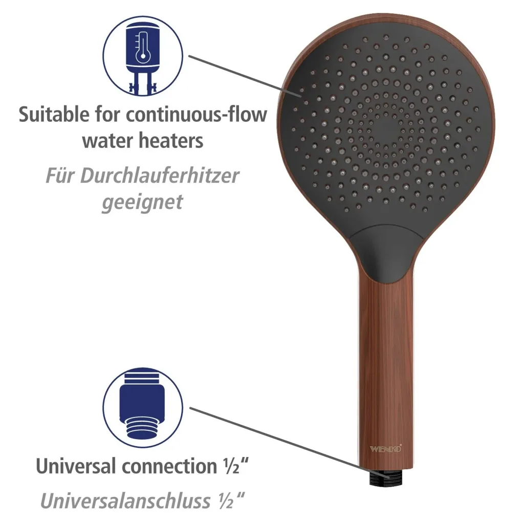 Watersaving shower head Watersaving Wood, Ø 12 cm
