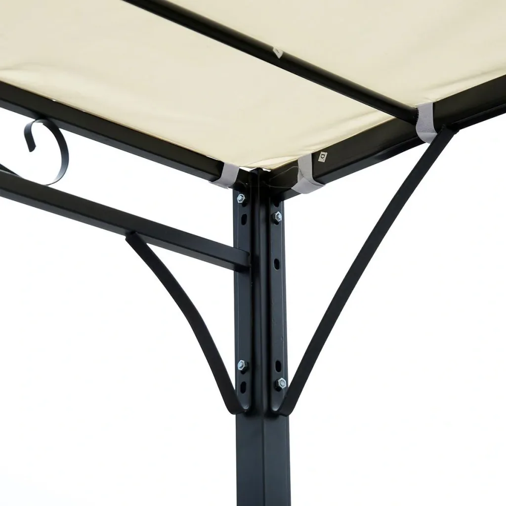 Curved patio roof in cream white/black