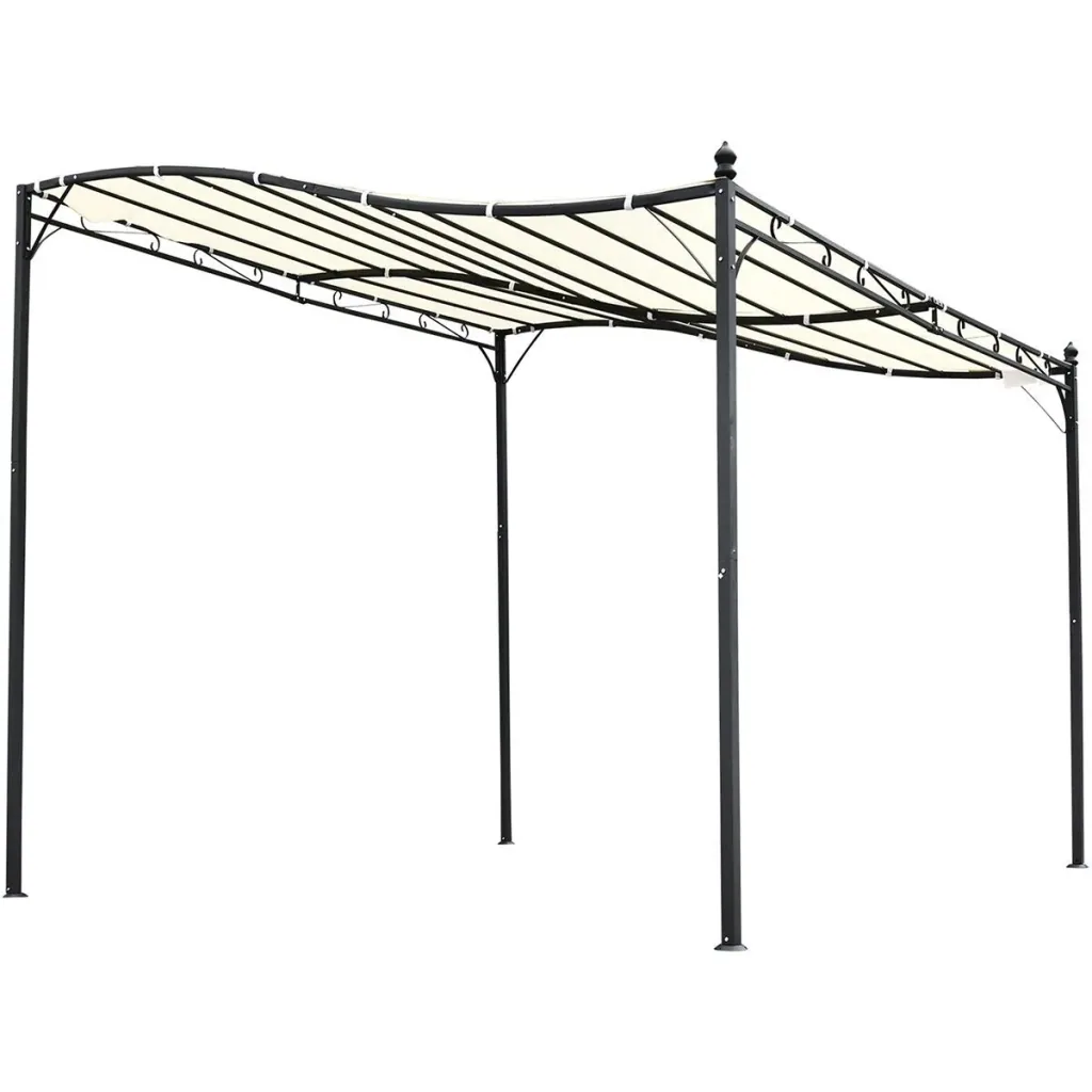 Curved patio roof in cream white/black