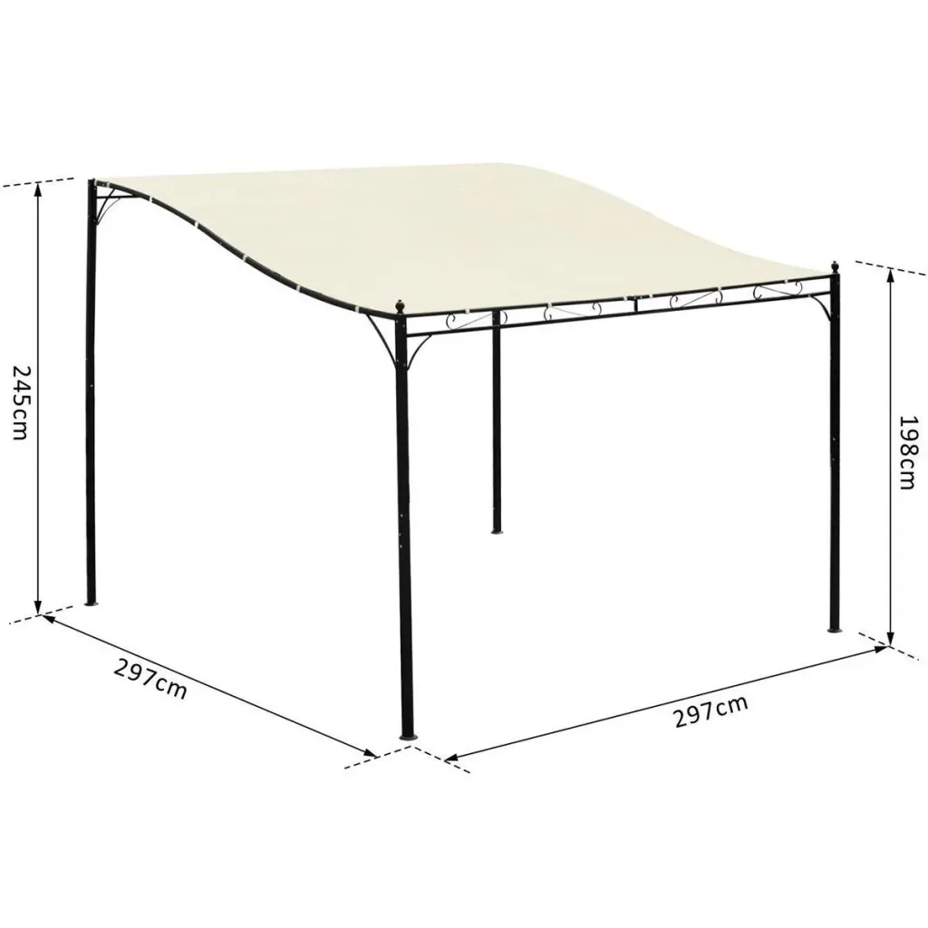 Curved patio roof in cream white/black
