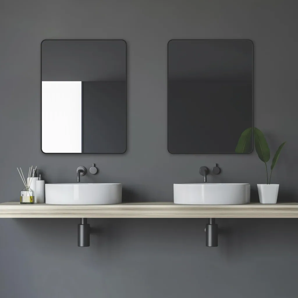 Wall mirror "Black Living" - 80 x 60 cm - Bathroom mirror with high-quality and robust aluminum frame