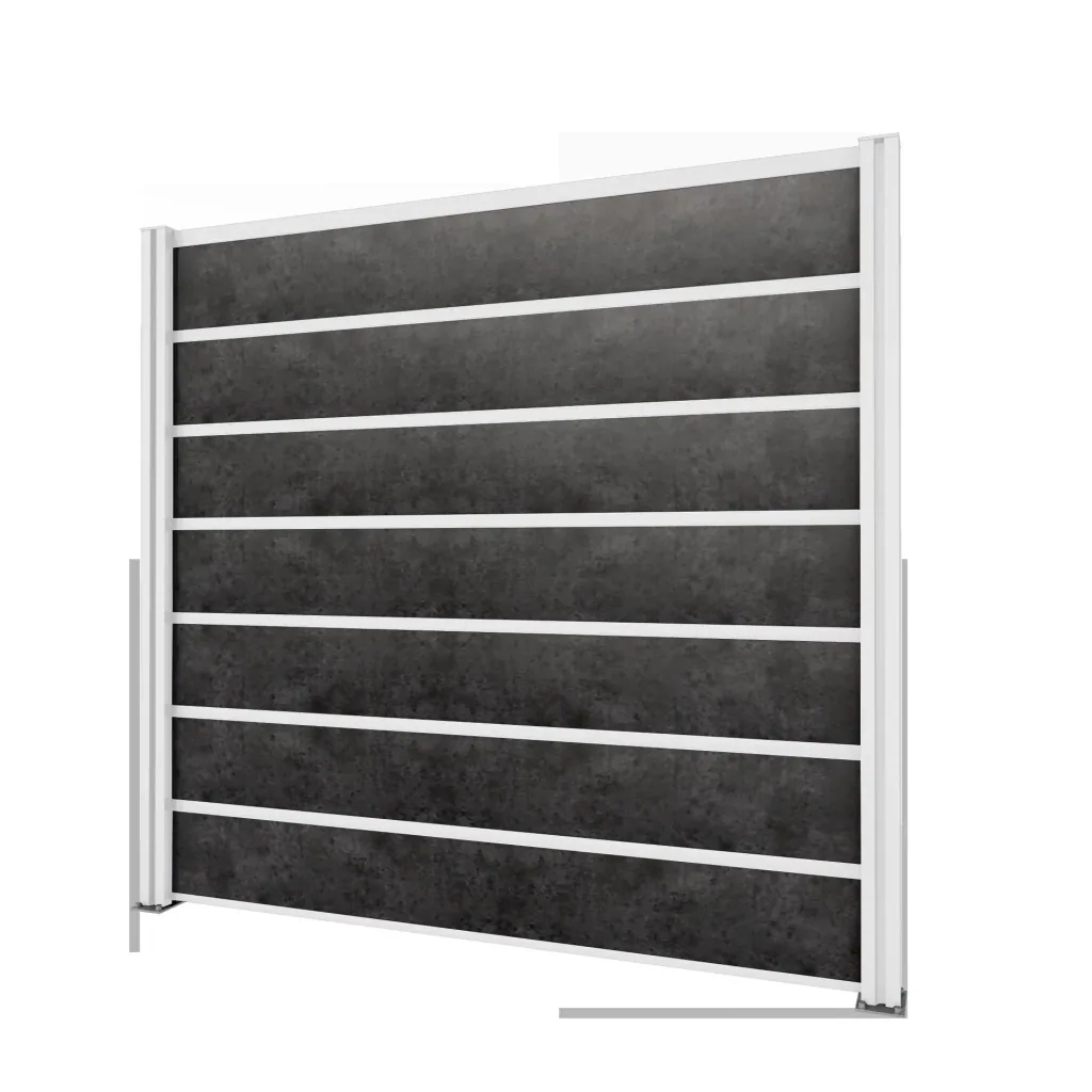 Privacy screen basic element, white, 2.02 x 1.86 m, laminated panels anthracite