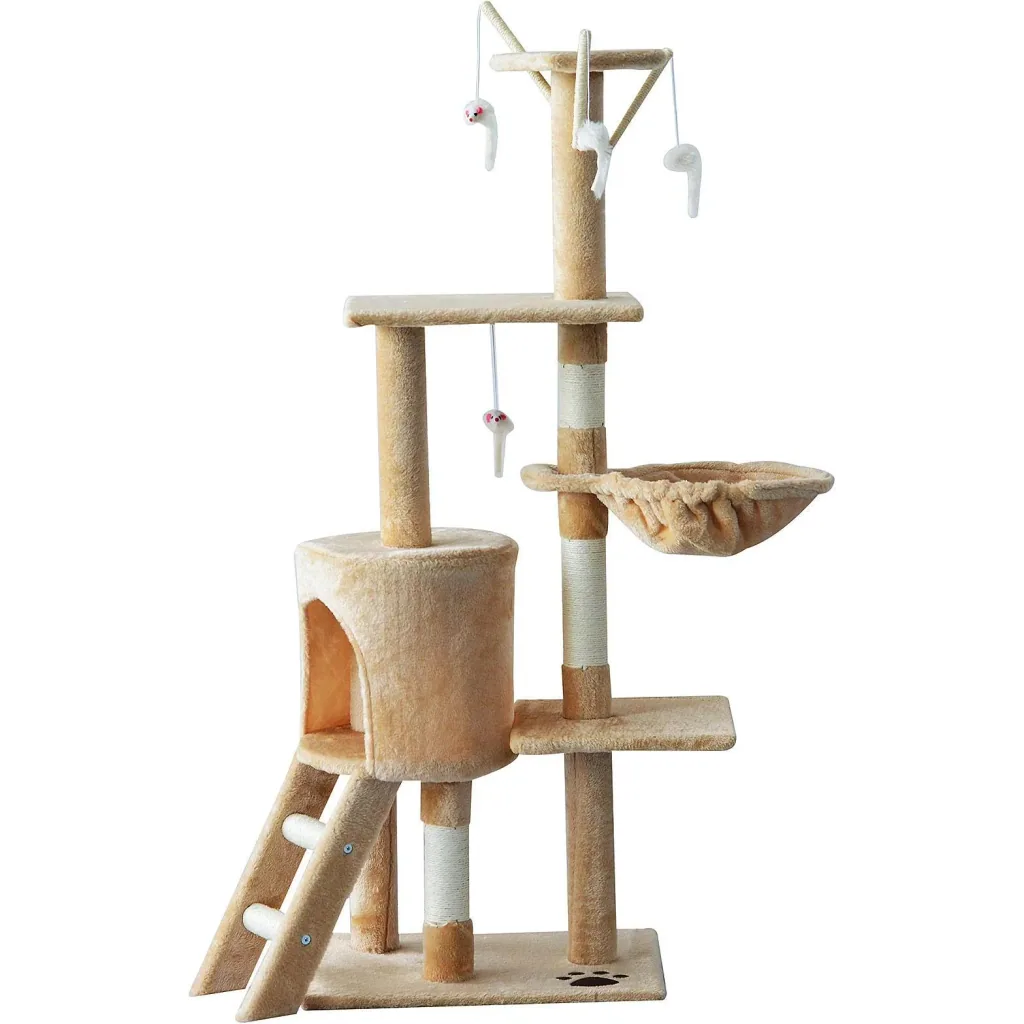 Cat tree scratching post cat scratching post climbing tree 4 toys beige