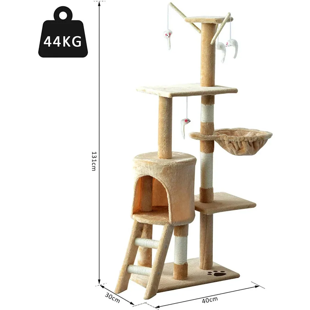 Cat tree scratching post cat scratching post climbing tree 4 toys beige