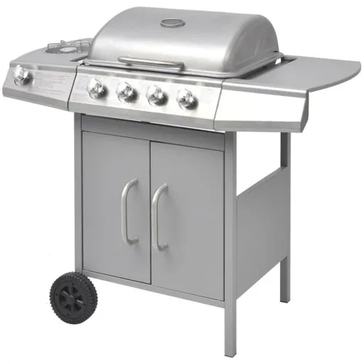 Gas grill 4+1 cooking zone silver