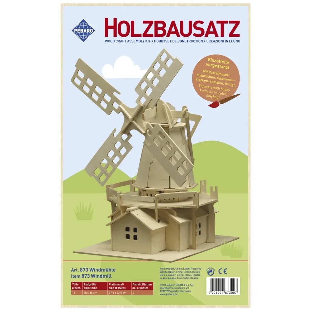 Wooden kit "Windmill", 25 x 38 cm