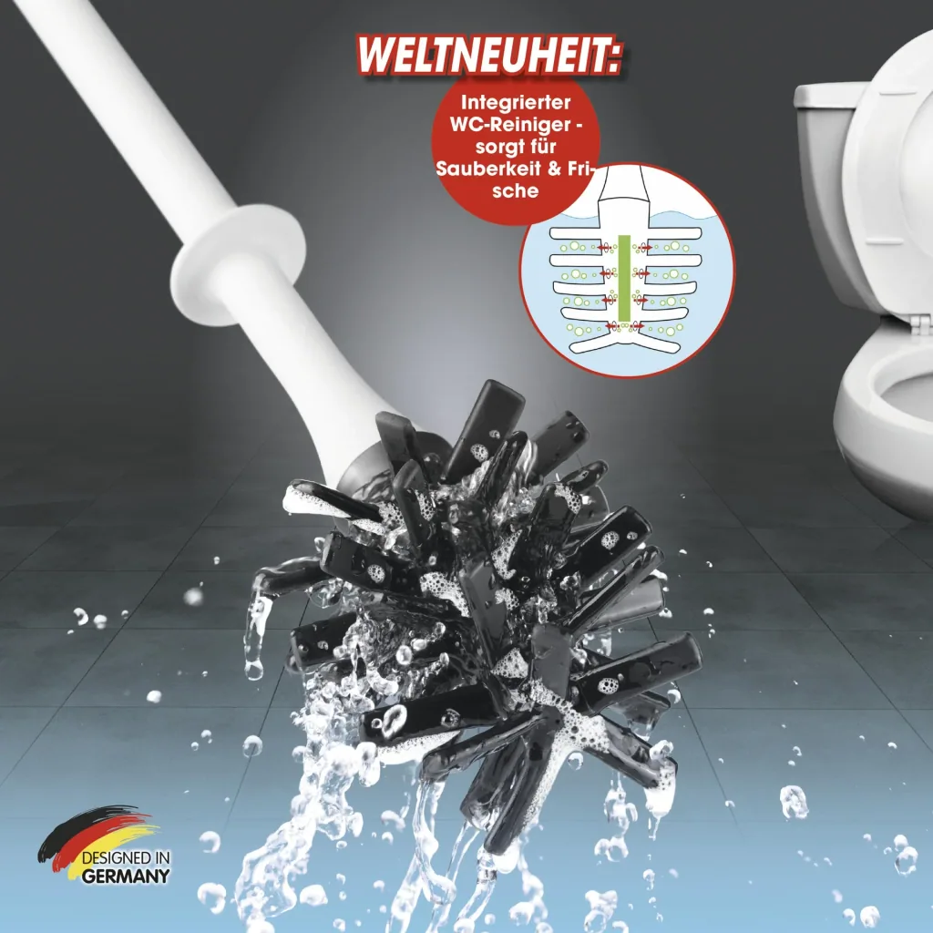 Toilet brush with integrated cleaning stone, silicone