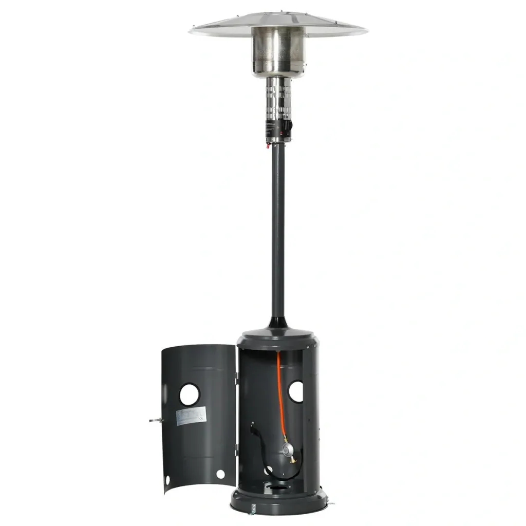 Patio heater with rotary knob wheels Patio heater with automatic safety shutdown rollable gas