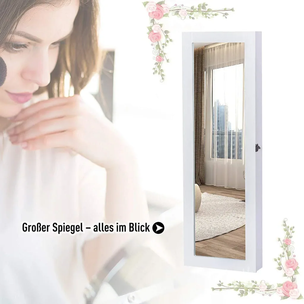 2 in 1 jewelry cabinet wall mirror L37 x W9.5 x H112 cm