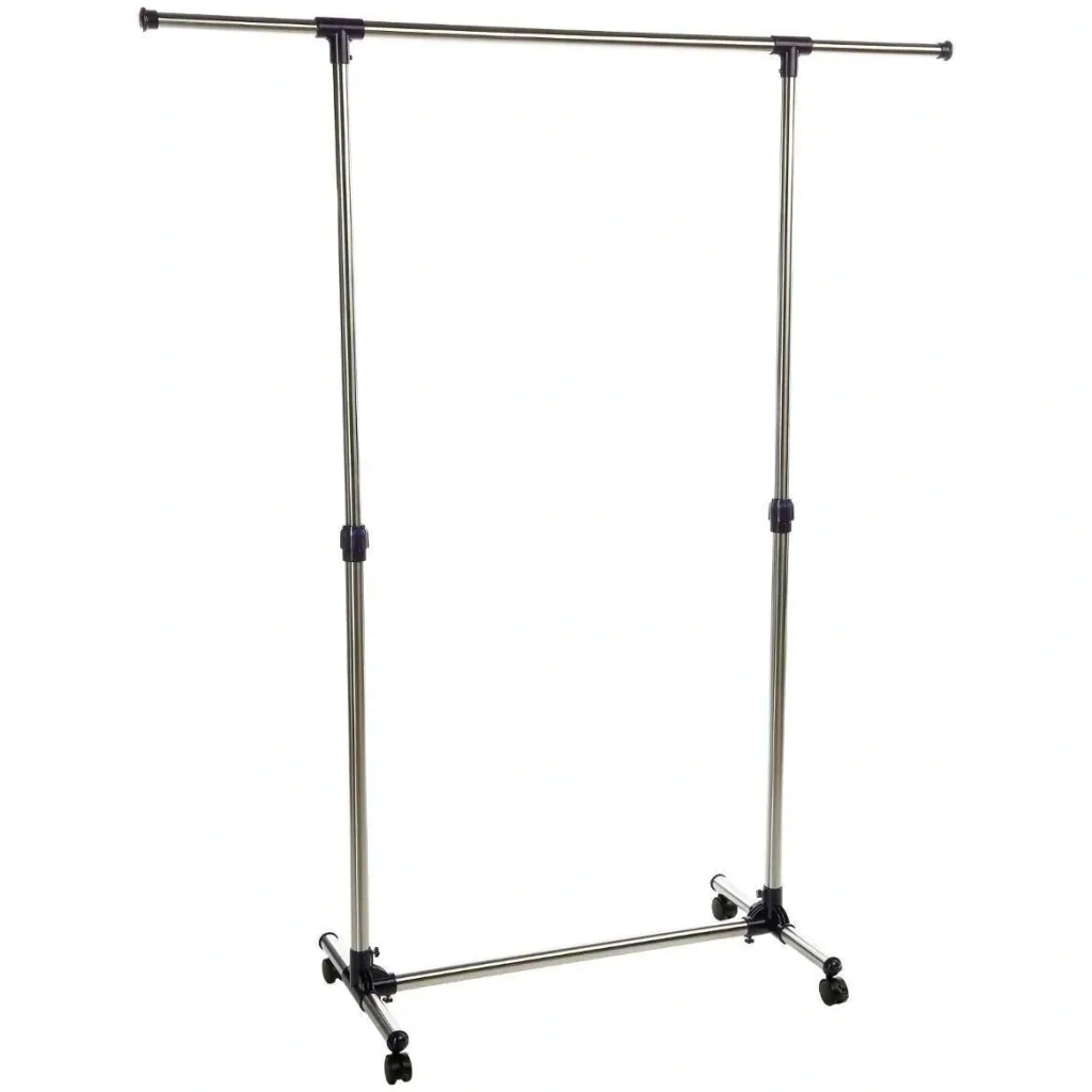 NL Clothes rack on wheels - stainless steel - 163x42.5x150 cm