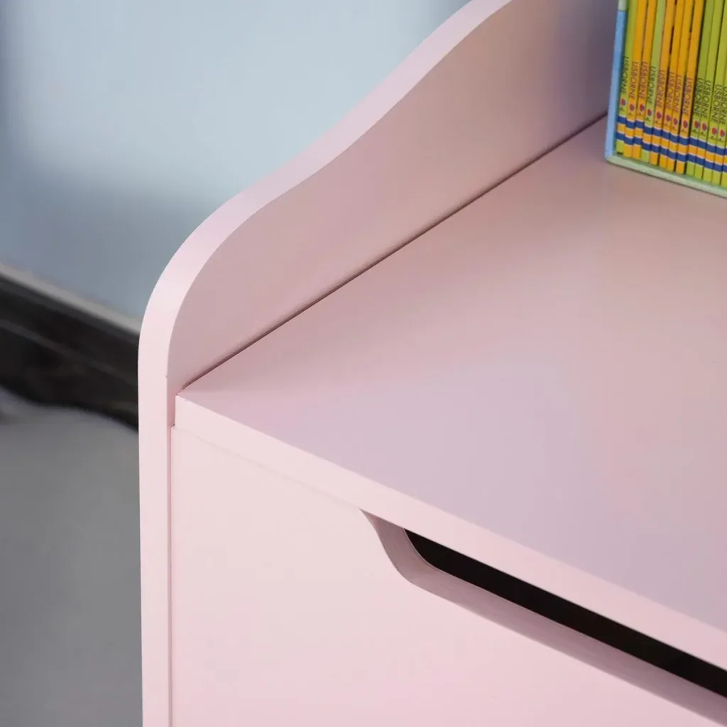 2-in-1 children's bench with storage space pink