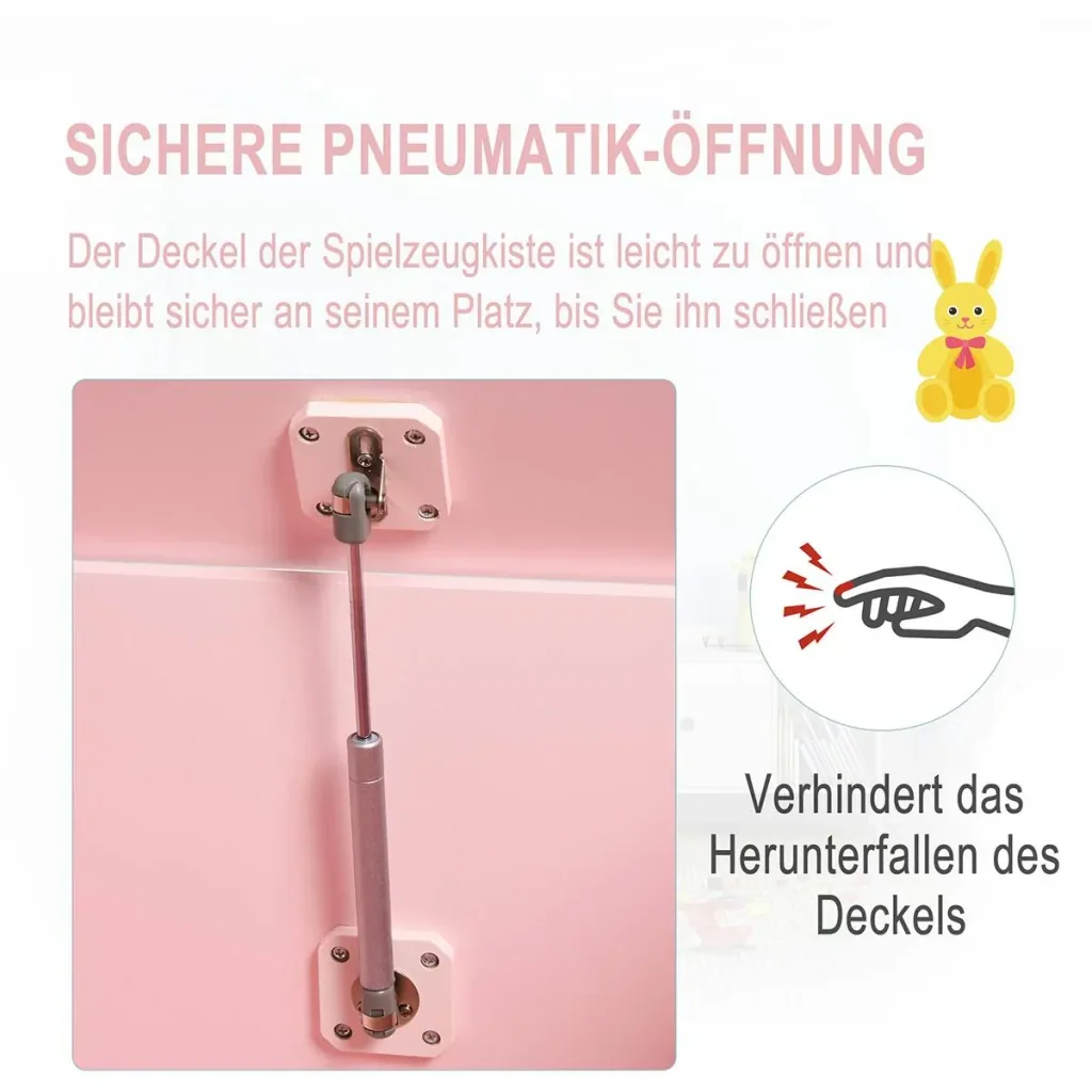 2-in-1 children's bench with storage space pink
