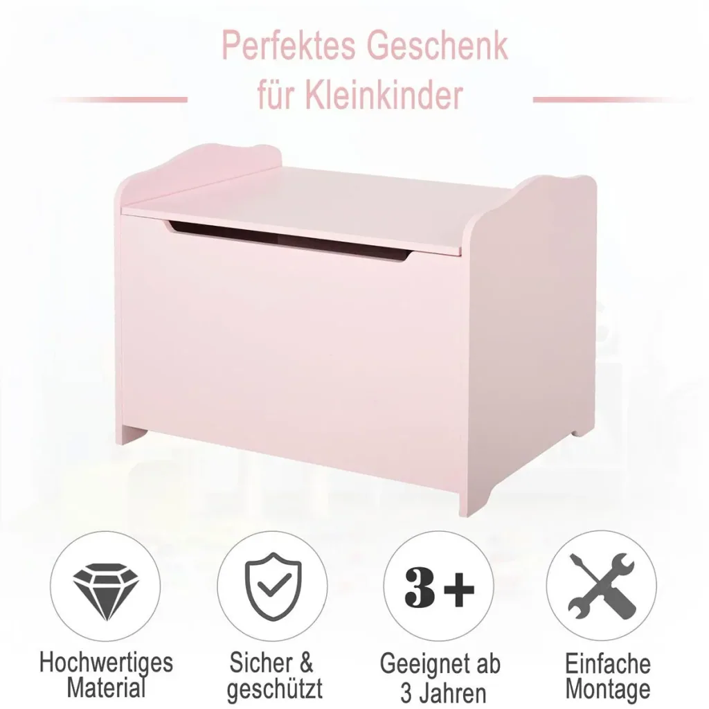 2-in-1 children's bench with storage space pink