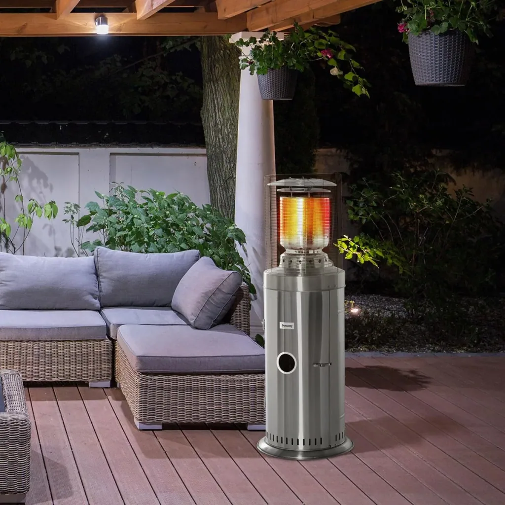 Patio heater with handle and wheels Patio heater with rotary knob rollable Gas 10KW elegant appearance