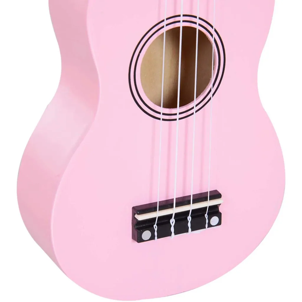 Ukulele string instrument beginner nylon strings birch wood pink 53 x 17.5 x 6.2 cm