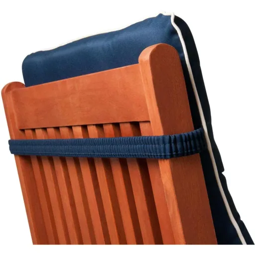 6x Vanamo Blue seat cushions with cream cover - 120 x 45 x 5cm
