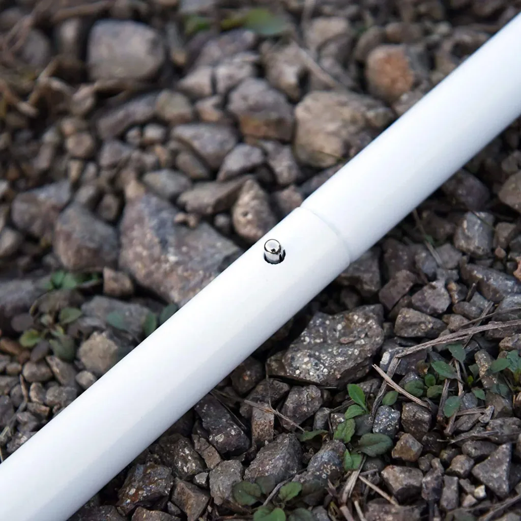 Set of 3 telescopic poles for awnings, including rope and pegs, metal, white, 25 x 104 cm